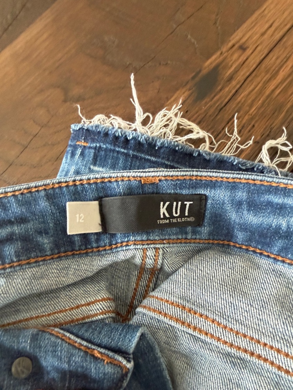 Kut from the Kloth Medium Blue Denim Jeans with Orange Stitching